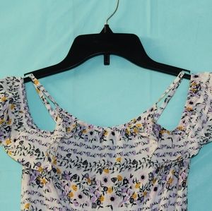 XL white and purple floral jumpsuit